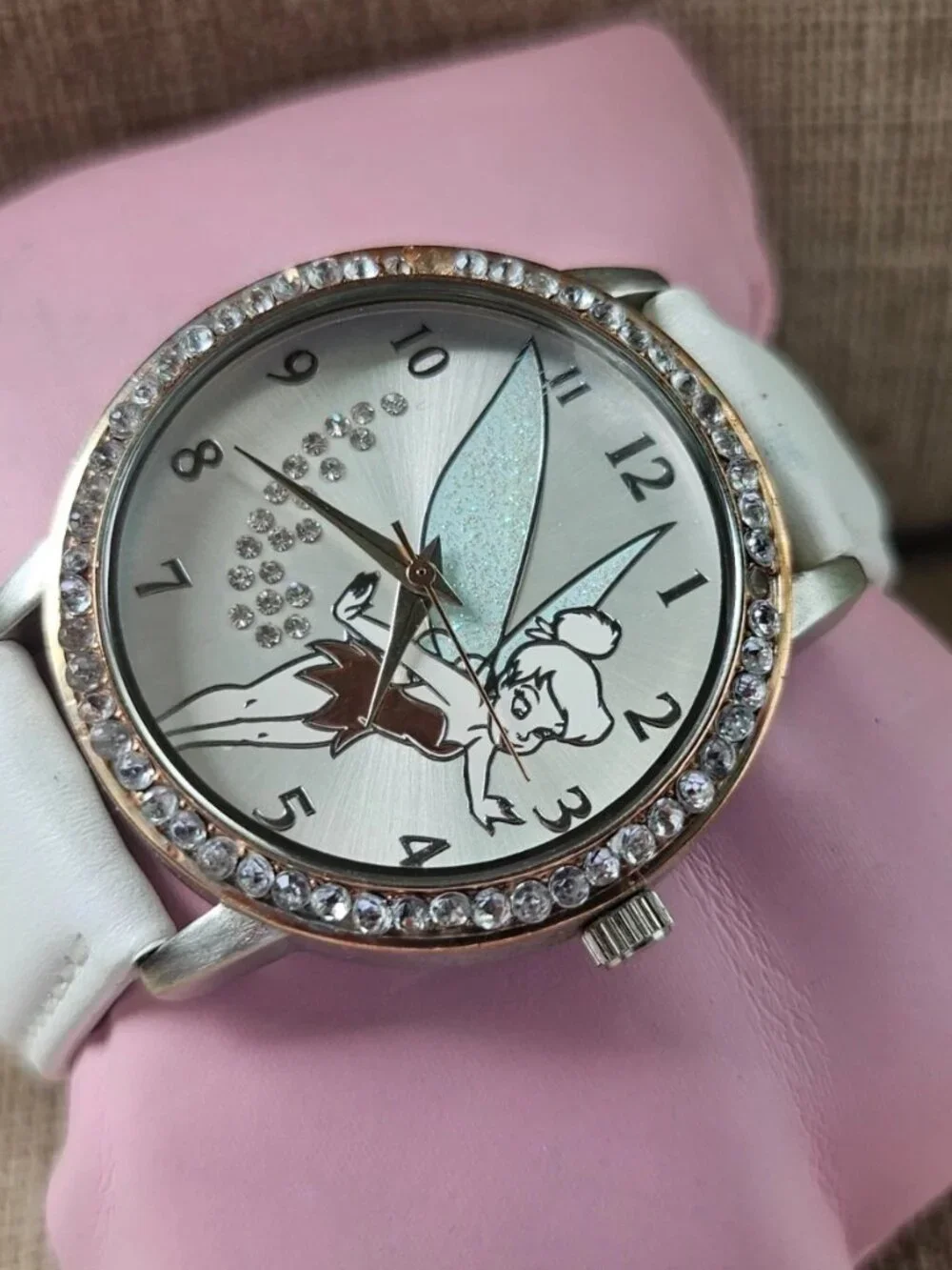 Disney Tinkerbell Dream Wristwatch Silver Tone Case Analog Quartz Watch Accutime